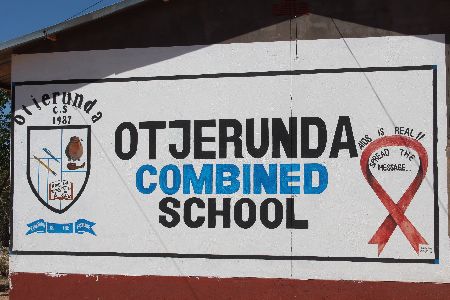 OTJERUNDA, 18 APR (NAMPA) - Signage in front of the Otjerunda Combined School. (Photo by:Tjikunda Kulunga) Nampa