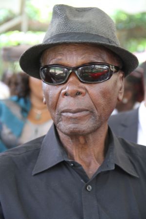 WINDHOEK, 24 February 2015 - A living former Robben Island political prisoner and veteran of the liberation struggle and hero of the Namibian revolution Helao Shityuwete pictured during the memorial service of former Robben Island political prisoner Hitjevi Gerson Veii at Parliament Gardens. Veii, 76, died in the Katutura Hospital on 14 February 2015. He is survived by his wife Adelheid, nine children, 15 grandchildren and 12 great-grandchildren. He was buried at Heroes Acre on 25 February 2015. (Photo by: Joseph Nekaya) NAMPA 