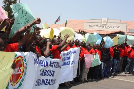 WALVIS BAY, 26 October 2015 - Some 900 fishermen from different companies at Walvis Bay stopped work on Monday, demanding better salaries and medical care at sea, amongst other demands. ( Photo by: Paulus Kiiyala Shiku) NAMPA
