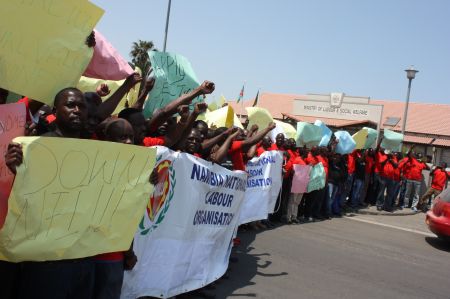 WALVIS BAY, 26 October 2015 - Some 900 fishermen from different companies at Walvis Bay stopped work on Monday, demanding better salaries and medical care at sea, amongst other demands. ( Photo by: Paulus Kiiyala Shiku) NAMPA