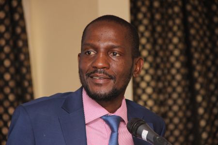 WINDHOEK, 26 February 2016 - Parliamentary Standing Committee on Economics and Public Administration Chairperson Veikko Nekundi delivers the welcoming remarks at the 2016/17 National Budget Analysis Breakfast Meeting. (Photo by: Joseph Nekaya) NAMPA
