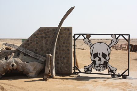 SKELETON COAST, 07 September 2016 - The Ugabmund gate north of Henties Bay is the entrance to the Skeleton Coast Park. (Photo by: Paulus Kiiyala Shiku) NAMPA