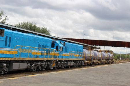 WINDHOEK, 01 March 2017- One of six newly acquired TransNamib locomotives and four of the 90 sulphuric acid tankers launched in the capital on Wednesday. (Photo by: Etuna Shikalepo) NAMPA 