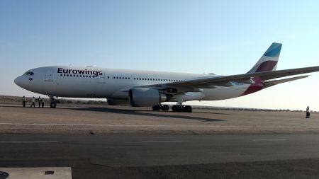 WINDHOEK, 13 July 2017 - European airline Eurowings made its maiden flight to Windhoek on Thursday. The low-cost airline will operate two weekly direct flights on a Monday and Thursday with the airbus A330-200. (Photo by: Lydia Pitiri) NAMPA 