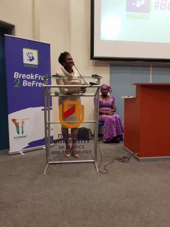 Windhoek, 15 November 2017(NAMPA) - First Lady Monica Geingos speaks at the launch of the #BreakFree2#BeFree launch. (Photo by: Contributed) NAMPA