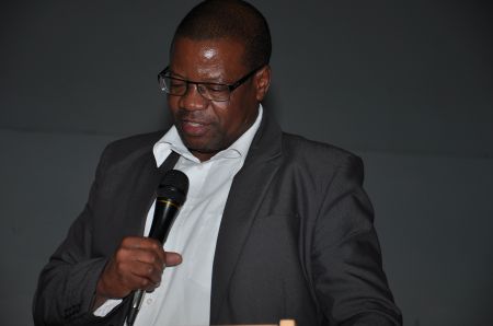 WINDHOEK, 11 MAY 2018 - The Director of International Relation in the Planning Department at the Namibia University of Science and Technology (NUST), Marius Kudumo, who was the keynote speaker during the Labour Resource and Research Institute (LaRRI) graduation ceremony.(Photo by: Elizabeth Shaakuka) NAMPA