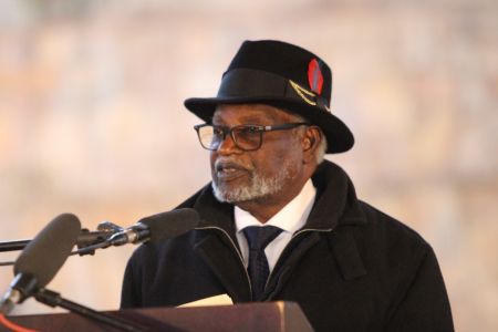 WINDHOEK, 20 July 2018- Founding President, Sam Nujoma giving his message of condolence at the late Gurirab's state memorial service in Windhoek. (Photo: by Linea Dishena) NAMPA