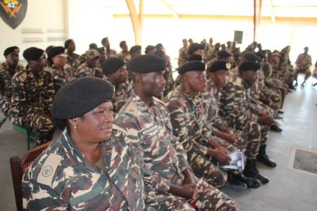 OTJIWARONGO, 01 August 2018 - Members of the Namibian Defence Force (NDF) who witnessed the change of command at the Otjiwarongo Military Base on Wednesday. (Photo by: Mulisa Simiyasa) NAMPA