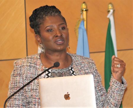 WINDHOEK, 11 September 2019 - First Lady Monica Geingos speaking during the International Conference on Population and Development (ICPD) conference in Windhoek. (Photo by: Vita Angula) NAMPA 
