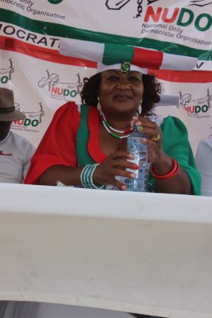 OKAKARARA, 02 November 2019 - President of the National Unity Democratic Organisation (Nudo), Esther Muinjangue at a political campaign rally held on Saturday at Okakarara. (Photo by: Mulisa Simiyasa) NAMPA