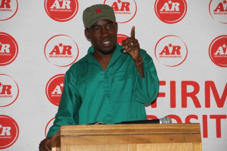 WINDHOEK, 12 February 2020 - AR activist Job Amupanda speaks during a media conference at the Katutura Youth Complex hall. (Photo by: Perirwa Koruhama) NAMPA