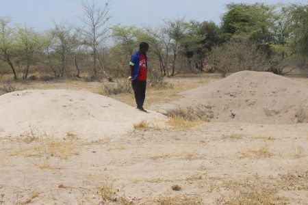 ONDANDO, 26 October 2020 - Spokesperson of the community of Ondando village near Oniipa in the Oshikoto Region, Oscar Shikongo views the village's disputed sand mining site. (Photo by: Mathias Nanghanda) NAMPA