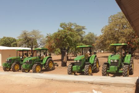 MASHARE, 06 November 2020 - Part of the 12 tractors that were handed over by the Ministry of Agriculture, Water and Land Reform through the Climate Resilient Agriculture in three vulnerable extreme northern crop-growing region (CRAVE) project administered by the Environmental Invesstment Fund of Namibia (EIF). (Photo by:Petrus Muronga) NAMPA 