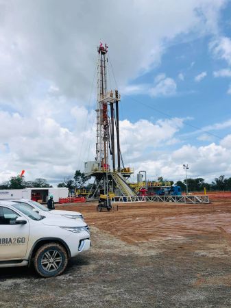 KAWE, 21 January 2021 - Kavango East Governor, Bonifasius Wakudumo, on Thursday commissioned the first oil and gas exploration project in Africa by Canadian company, Recon Africa, at Kawe village. (Photo by: Petrus Muronga) NAMPA