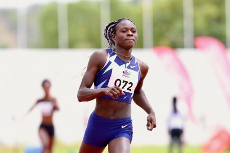 WINDHOEK, 22 January 2022 - Namibia’s sensational female sprinter Christine Mboma while in action in 200m during Athletics Namibia's second Grand Prix of 2022 at the Independence Stadium in Windhoek. (Photo by: Hesron Kapanga) NAMPA