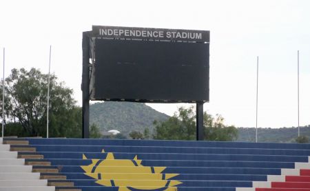 WINDHOEK, 15 February 2022 – The LED screen at Independence Stadium which was bought for N.dollars 7 315 253 in November 2009 and has cost the government N.dollars 14 342 447 in maintenance since its installation. (Photo by: Hesron Kapanga) NAMPA