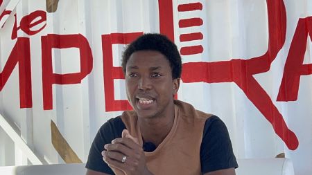 WINDHOEK, 16 March 2023 - The Namibia Economics' Freedom Fighter (NEFF) economic commissar Michael Amushelelo at the press conference in the capital regarding the upcoming national unemployment protest on 21 March 2023. (Photo by: Prime-Rose Harases) NAMPA