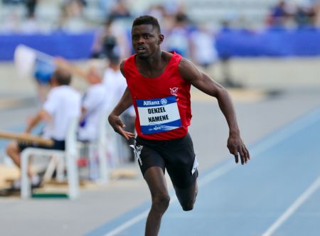 PARIS, 12 July 2023 – Namibia’s T44 sprinter Denzel Namene in action in the 100m final at the Charlety Stadium during the 2023 Paris World Para Athletics Championships. (Photo by: Hesron Kapanga) NAMPA 