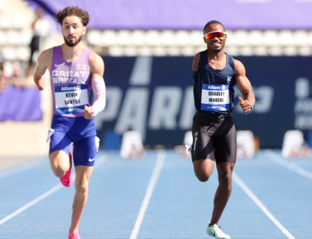 PARIS, 17 July 2023 – Namibia’s T47 sprinter, Bradley Murere (right) while in action at the Charlety Stadium in Paris, France during the 100m at the 2023 International Paralympic Committee (IPC) World Para Athletics Championships. (Photo by: Hesron Kapanga) NAMPA 