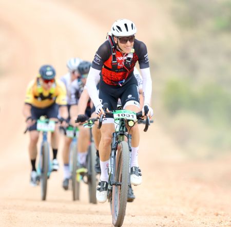 WINDHOEK, 08 December 2023 – Swiss rider Konny Looser in action on the C28 route between Windhoek and Swakopmund during the 19th edition of the Nedbank Desert Dash. (Photo by: Hesron Kapanga) NAMPA