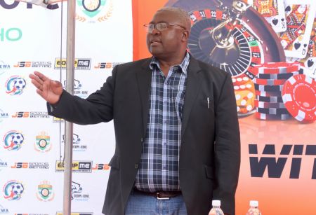 WINDHOEK, 20 November 2023 – The President of the Namibia Football Association, Robert Shimooshili, pictured during the kit unveiling of Julinho Sporting in Windhoek by JSB Sports Betting. (Photo by: Hesron Kapanga) NAMPA