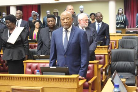 WINDHOEK, 06 February 2024 - Namibian President Nangolo Mbumba at the opening of 2024 legislative year. (Photo by: Andreas Thomas) NAMPA 