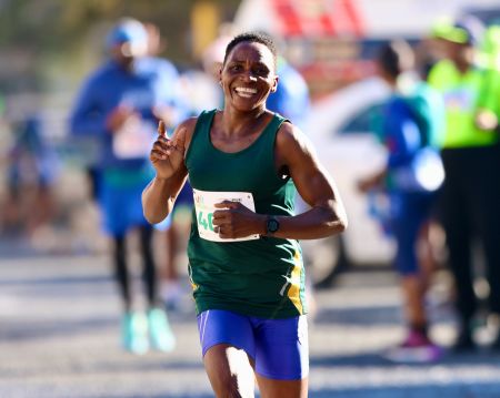 WINDHOEK, 25 May 2024 – Long-distance runner Alina Armas in action during the second edition of the Vivo Energy Windhoek Marathon. (Photo by: Hesron Kapanga) NAMPA 