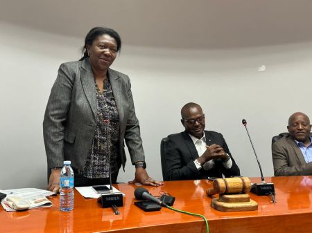 OSHAKATI, 08 July 2024 - Ministry of Agriculture Executive Director Ndiyakupi Nghituwamata addressing heads of management within the ministry during the official opening of the performance workshop underway at Oshakati. (Photo by: Maria David) NAMPA