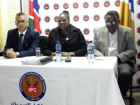 WINDHOEK, 07 August 2024 - IPC's Vice President Trevino Forbes, General Secretary Christine Aochamus, and Chairperson Brian Black. (Photo: Contributed) NAMPA


