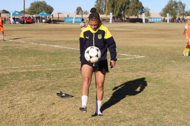 KEETMANSHOOP, 22 August 2024 - Professional footballer Zenatha Coleman says hard work, determination and discipline helped her get to where she is today. (Photo by: Suzith Tjitaura) NAMPA