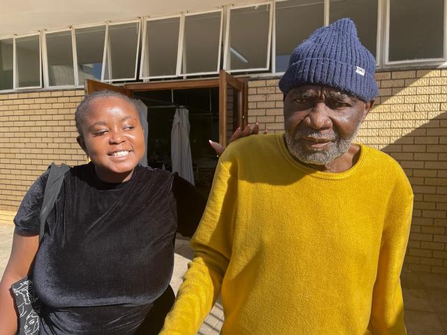 WINDHOEK, 26 August 2024 - War veteran Phillemon 'Haipinge' Nepaya and his daughter Helena Nepaya pictured at the Katutura Intermediate Hospital on Heroes Day. (Photo by: Maggy Thomas) NAMPA