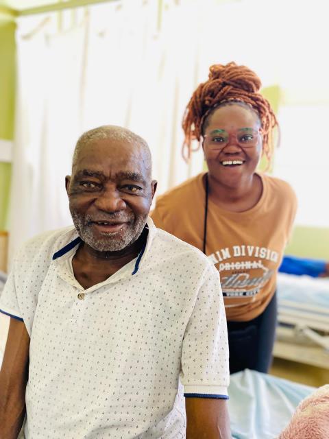 WINDHOEK, 26 August 2024 - Former PLAN fighter Philemon Nepaya with his daughter, Helena Nepaya, on his hospital bed at the Katutura Intermediate Hospital. (Photo by: Maggy Thomas) NAMPA