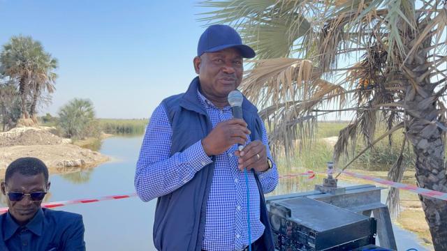 ETAKA, 27 August 2024 - NamWater Chief Executive Officer, Abraham Nehemia speaking at the opening of the Etaka-Uuvudhiya canal. (Photo by: Maria David) NAMPA