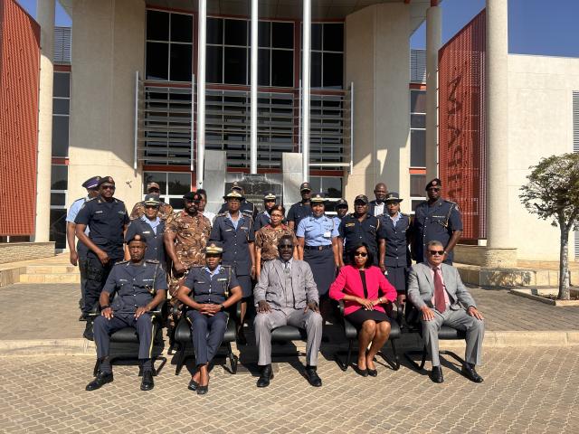 WINDHOEK, 02 September 2024 - Namibian Police Force Inspector General, Joseph Shikongo pictured along with 21 senior officers who are attending a policy development training workshop in Windhoek. (Photo by: Chelva Wells) NAMPA