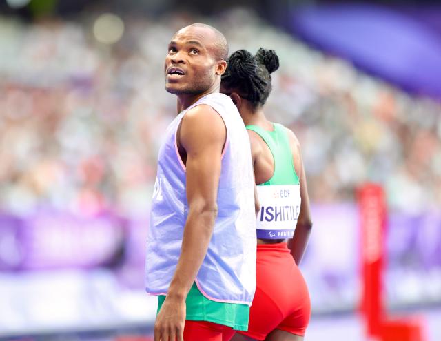 PARIS, 02 September 2024 – Paralympic sprinter Lahja Ishitile and her guide Sem Shimanda pictured after the women’s T11 100 metre (m) semi-finals at the Paris 2024 Paralympic Games. (Photo by: Hesron Kapanga) NAMPA