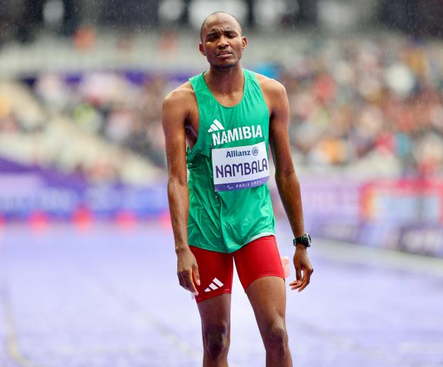 PARIS, 05 September 2024 – Namibian sprinter Johannes Nambala catches his breath after completing the final of the men’s T13 400-meter race at a rainy Stade de France during the Paris 2024 Paralympic Games. (Photo by: Hesron Kapanga) NAMPA