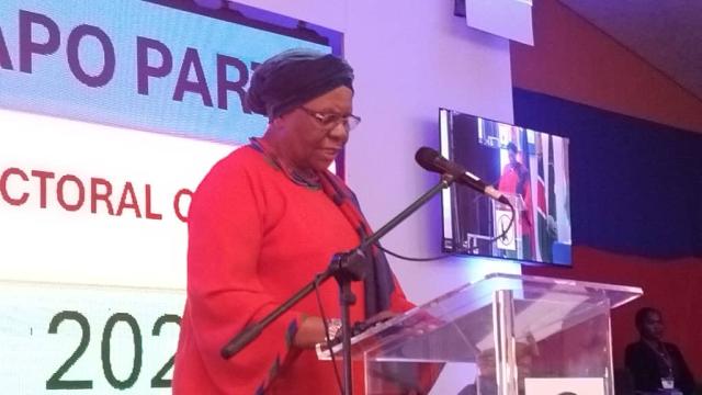 WINDHOEK, 08 September 2024 - Swapo vice president and the party's presidential candidate, Netumbo Nandi-Ndaitwah addressing the party’s electoral college. (Photo by: Andreas Thomas) NAMPA
