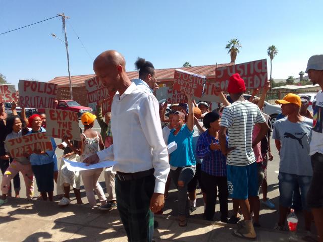 KEETMANSHOOP, 11 September 2024 - Keetmanshoop residents pictured at a protest in front of the Keetmanshoop Magistrate's Court on Wednesday. (Photo: Contributed)