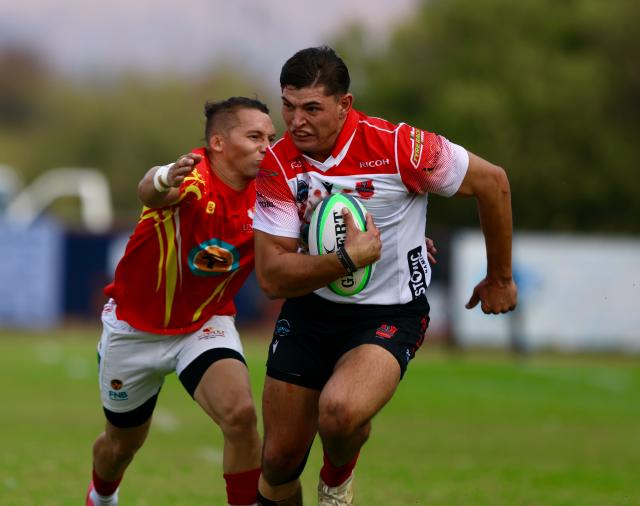 WINDHOEK, 14 September 2024  – Pioneers Park-based Wanderers Rugby Club players  while in action against UNAM during the final of the 2024 Namibia Rugby Union Premier League finals at the cathedral of Namibian Rugby the Hage Geingob Stadium in Windhoek. (Photo by: Hesron Kapanga) NAMPA