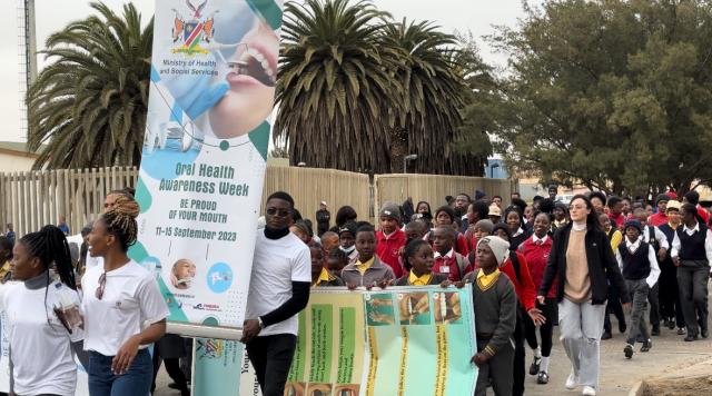 WALVIS BAY, 17 September 2024 - Walvis Bay residents and learners marching as part of the 2024 National Oral Health Awareness Week which was launched at Walvis Bay on Tuesday. (Photo by: Isabel Bento) NAMPA