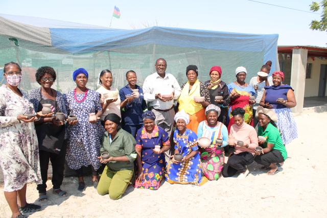 ONAMULUNGA, 02 October 2024 - A group of women from Onamulunga village gathered for a photo during a Ceramic training held at Onamulunga village in Oshikoto's Olukonda constituency. (Photo by Tomas Gabriel) NAMPA