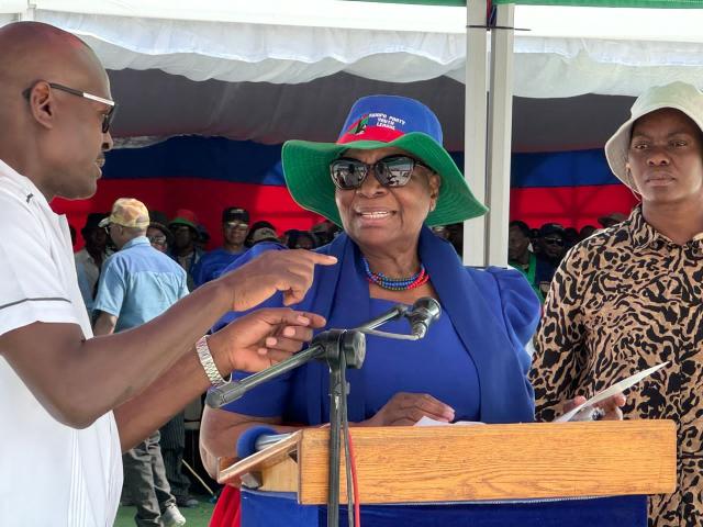 OSHAKATI, 05 October 2024 - Vice President Netumbo Nandi-Ndaitwah speaking at the party star rally held at Oshakati on Saturday. (Photo by Maria David)NAMPA 