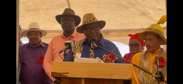 Fransfontein, Immanuel /Gaseb speaking at the Official Coronation Ceremony of the new Chief of the Swartbooi Traditional Authority. (photo by: Dalene Kooper) NAMPA