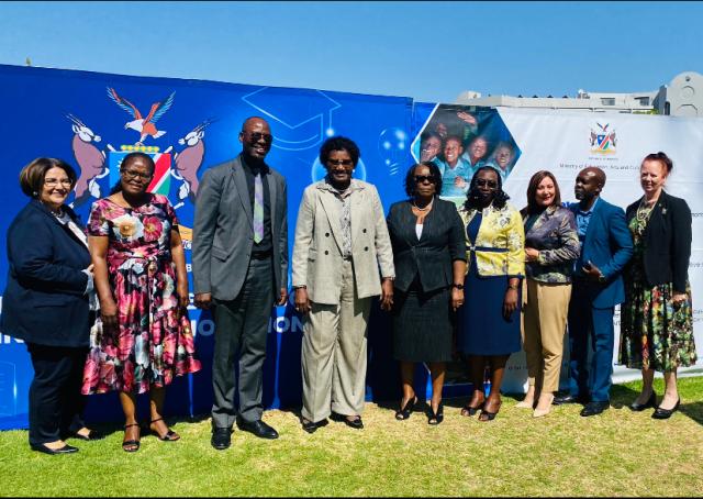 The Minister of Education, Arts and Culture Anna Nghipondoka together with the Minister of Higher Education, Technology and Innovation, Itah Kandjii-Murangi at the the education project workshop training held at Mercure Hotel. (Photo: Ester Hakaala) NAMPA 