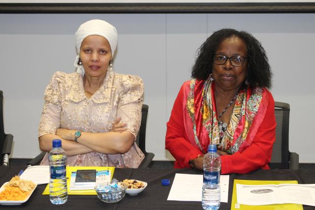 KEETMANSHOOP, 10 October 2024 - ||Kharas governor, Aletha Frederick is pictured with the chairlady of ||Kharas resettled farmers association, Sophia Motinga at the resettlement farmer’s day at Keetmanshoop on Thursday. (Photo by: Suzith Tjitaura) NAMPA 

