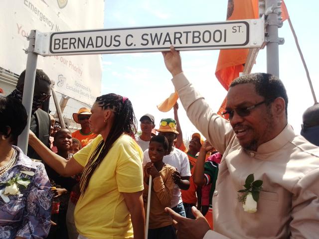 MARIENTAL, 14 October 2024- The Mariental Municipality renamed a street in honour of Bernardus Swartbooi the leader of the Landless People Movement (LPM) on the 13 of October (Photo by Charmaine Boois ) NAMPA