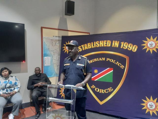 Inspector General of the Namibian Police Force, Joseph Shikongo speaking at the official opening of the Senior Criminal Investigation Directorate Conference of 2024. (Photo: Edward Tenete) NAMPA