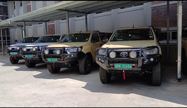 The Ministry of Environment, Forestry and Tourism receives 21 4x4 and one Sedan with the support from the Federal Republic of Germany, for wildlife protection. (Photo by Melissa Hoebes) NAMPA 