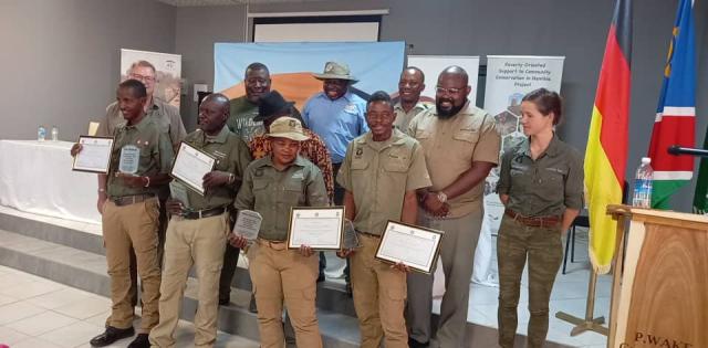 OPUWO, 18 October 2024 - The Lion Rangers, along with numerous conservancies in the Kunene region, were recognized on Friday at Opuwo for their efforts to safeguard the region's wildlife's survival. (Photo by: Uakutura Kambaekua) NAMPA.