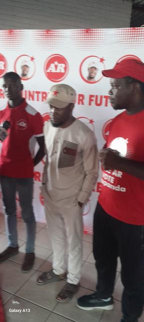 KATIMA MULILO, 20 October 2024 - The AR  Activist-in Chief and Presidential Candidate, Professor Dr. Job Amupanda engaging the media shortly after the official launch of his political party manifesto inside the Ngweze Community Hall at Katima Mulilo on Saturday afternoon. He was flanked by Elliud Mwaamenange on the left and Vernet Mukoya. (Photo by: Michael Mutonga Liswaniso) NAMPA.